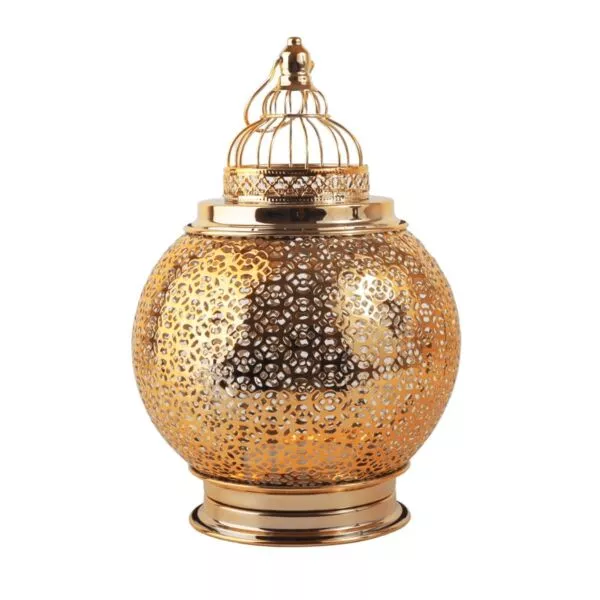 فانوس رمضان مارسلو استيل لون ذهبي باضاءه LED صوت