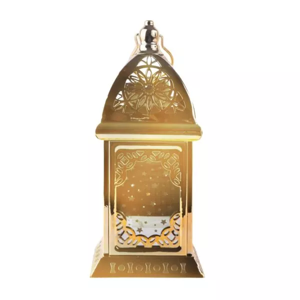 فانوس رمضان ليليا  استيل لون ذهبي باضاءه LED