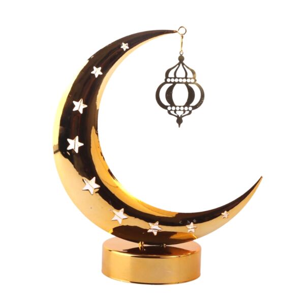 هلال رمضان دافيس استيل لون ذهبي أضاءه LED
