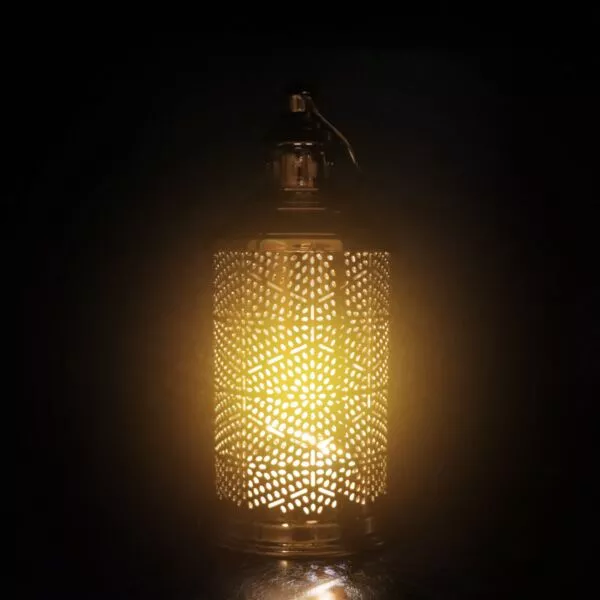 فانوس رمضان دالي استيل لون ذهبي دائري باضاءة LED