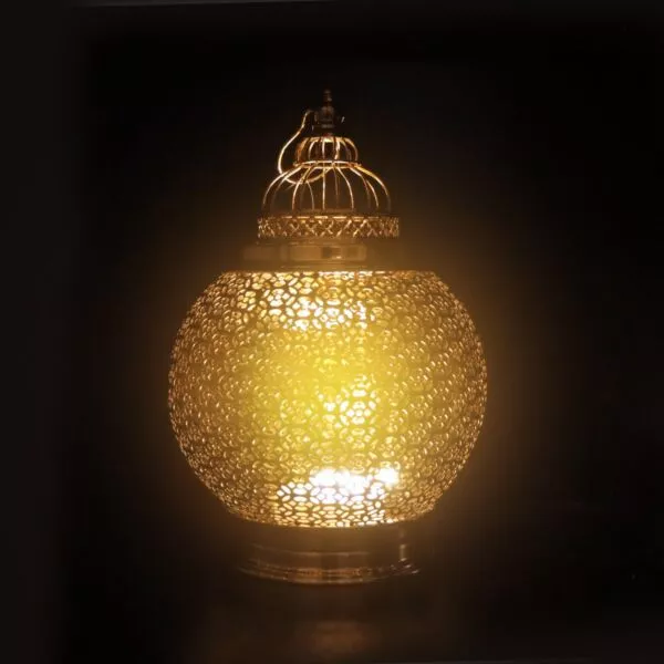 فانوس رمضان مارسلو استيل لون ذهبي باضاءه LED صوت