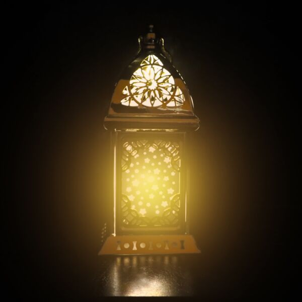 فانوس رمضان ليليا  استيل لون ذهبي باضاءه LED