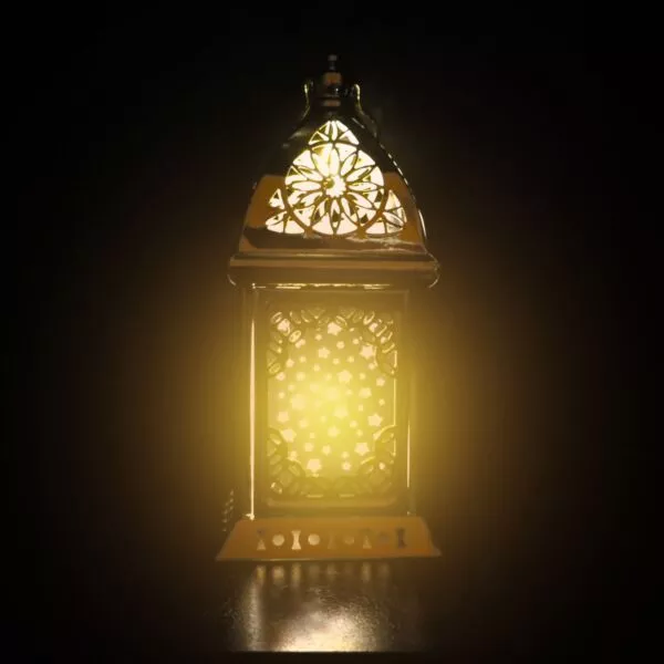فانوس رمضان ليليا  استيل لون ذهبي باضاءه LED