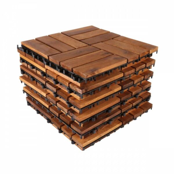 أرضيات باركيه كاستيل خشب 12 قطعة بني فاتح