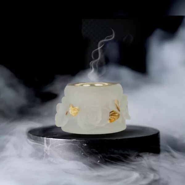 مبخرة من البولي تصميم ورود شفاف وذهبي