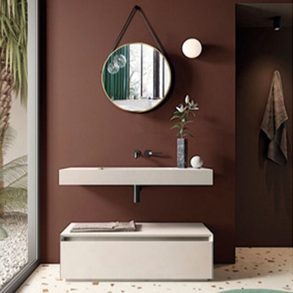 مرآة جدارية داليا دائرية معلقة بحزام للتثبيت ذهبي