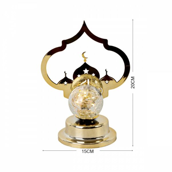 مجسم تحفة الكرة المضيئة استيل بإضاءة ليد ذهبي