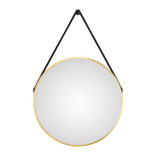 مرآة جدارية داليا دائرية معلقة بحزام للتثبيت ذهبي