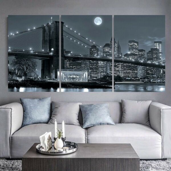 لوحة جدارية فنية مدينة لتزين الحائط بتصميم تجريدي ثلاث قطع-متعدد الألوان