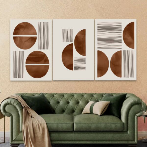 طقم لوحة جدارية فنية كارول لتزيين الحائط 3 قطع - متعدد الالوان 