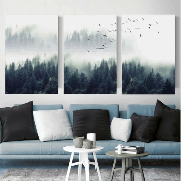 طقم لوحات جدارية فنية سكاي لتزين الحائط بتصميم عصري ثلاث قطع-متعدد الالوان