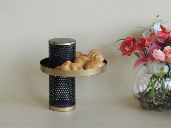 وعاء تقديم بقاعدة  اليجانس تاور - اسود 