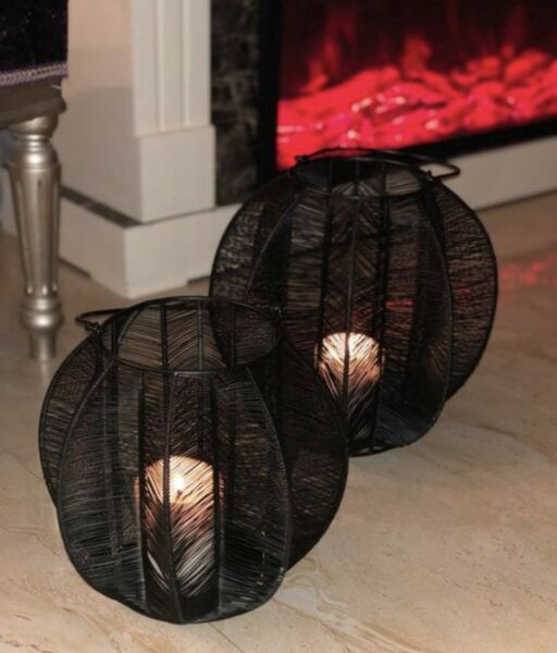 شمعدان وسط شكل قفص - اسود 