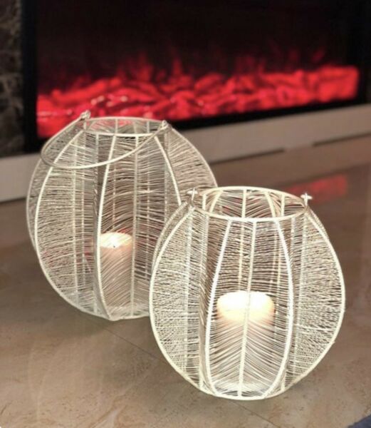 شمعدان كبير شكل قفص - ابيض 