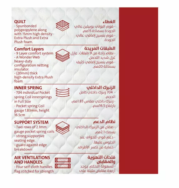 مرتبة مخددة   قاعدة ألور 150X200 سم 
