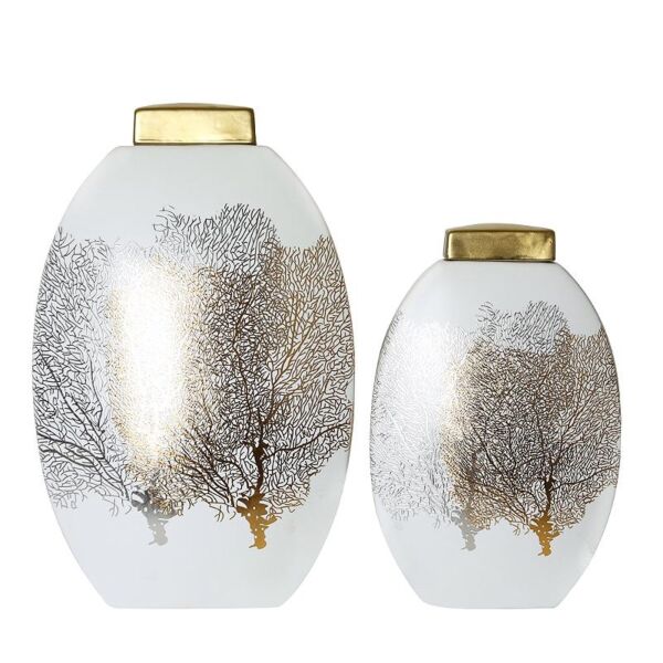 فازة ماربل ابيض وذهبي