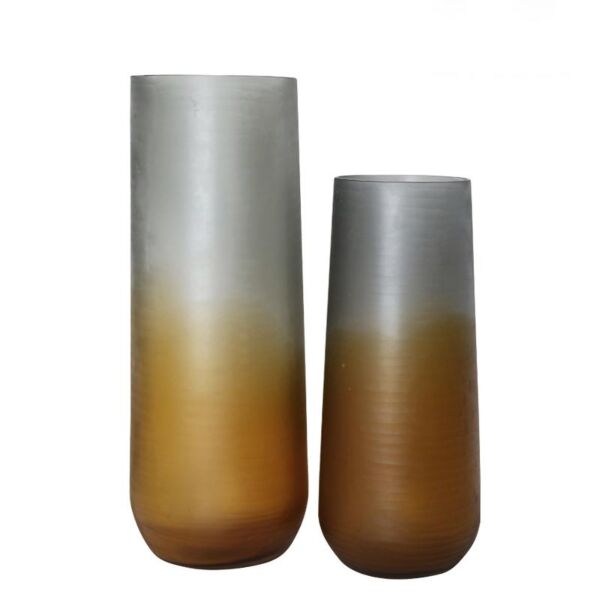 فازة بلوري رمادي وبني - طقم