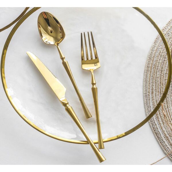 طقم أدوات مائدة اليز - 3 قطع - ذهبي
