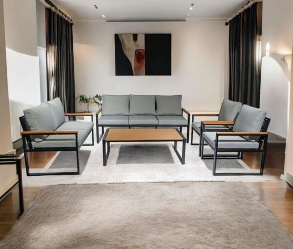 طقم جلسة خارجية 7 اشخاص اريانال - اسود ورمادي