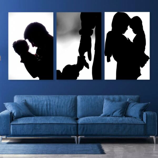 لوحة جدارية فنية بتصميم عائلة - ثلاث قطع - مقاس 120x60 سم