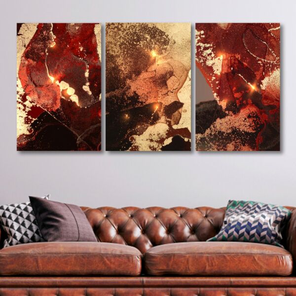 لوحة جدارية فنية بتصميم تجريدي فليم - ثلاث قطع - مقاس 120x60 سم