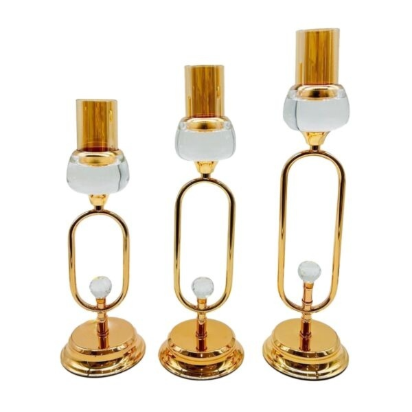 طقم شمعدان 3 قطع ميامي - ذهبي