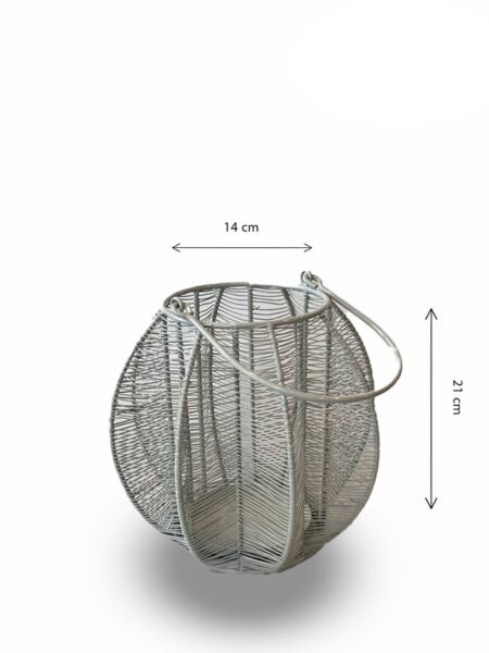 شمعدان وسط شكل قفص - رمادي 