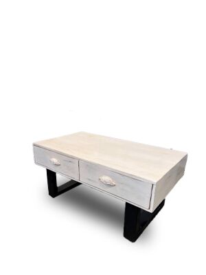 طاولة قهوة اندستيريل - لون ابيض