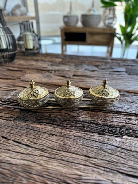 طقم تقديم نيست كميج 3 زبديات -ذهبي