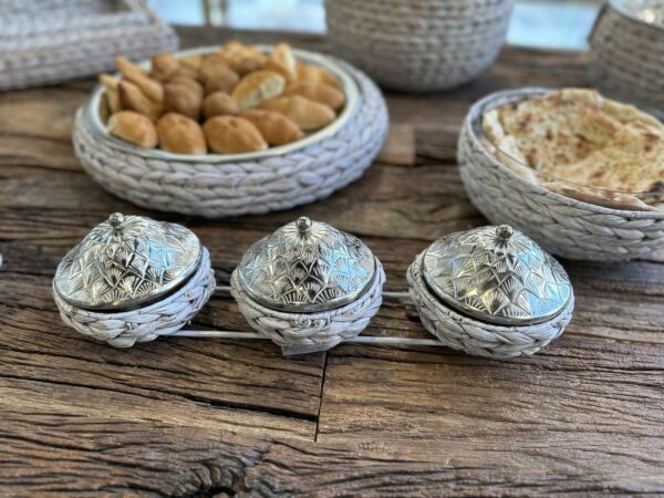 طقم تقديم غراس 3 زبديات - أبيض