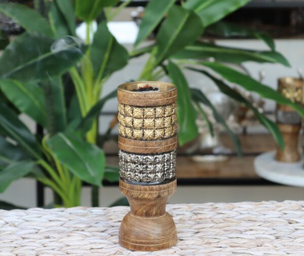 مبخرة  اندلوسية نقش مربعات وسط - بني