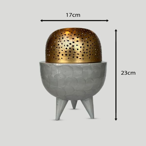 طقم تقديم مع مبخرة انامل كلاسي - رمادي مقاس وسط