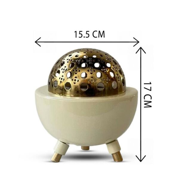 طقم تقديم مع مبخرة رتان - أبيض, كبير
