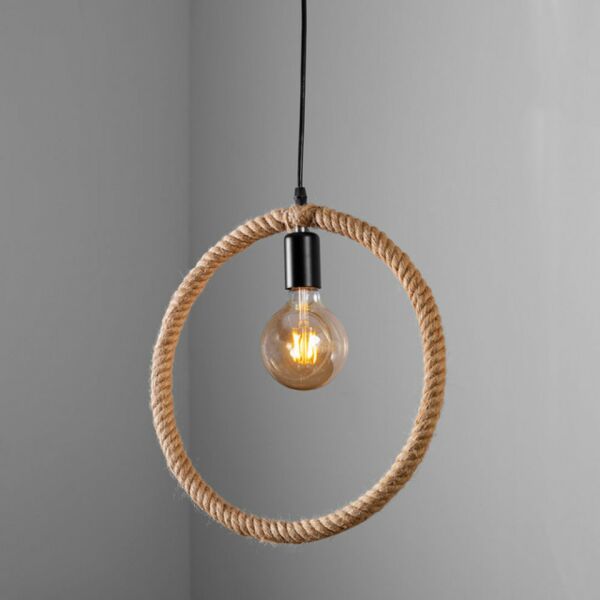 إضاءة معلقة حبنتك دائري حديد بحبلبيج واسود