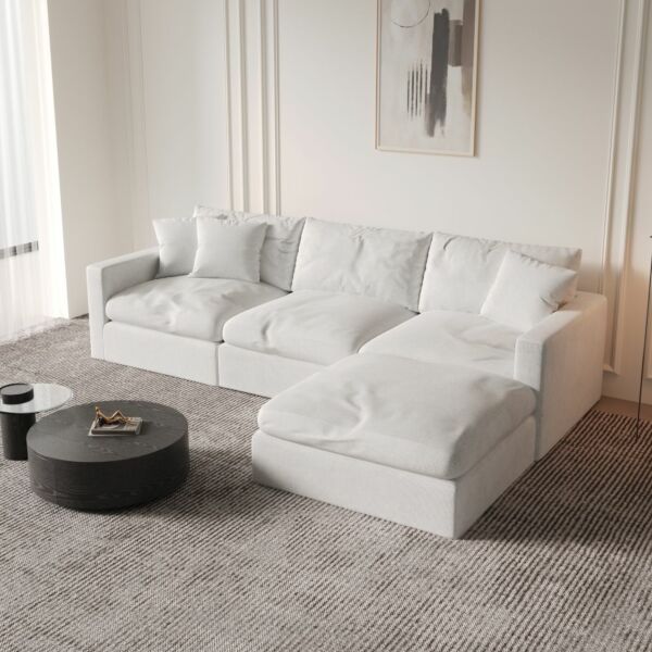 كنب زاوية يمين ويسار كلاود - ابيض