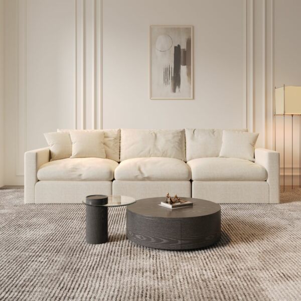 كنبة مفردة بدون ذراعين كلاود - كريمي