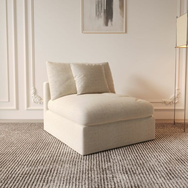 كنبة مفردة بدون ذراعين كلاود - كريمي