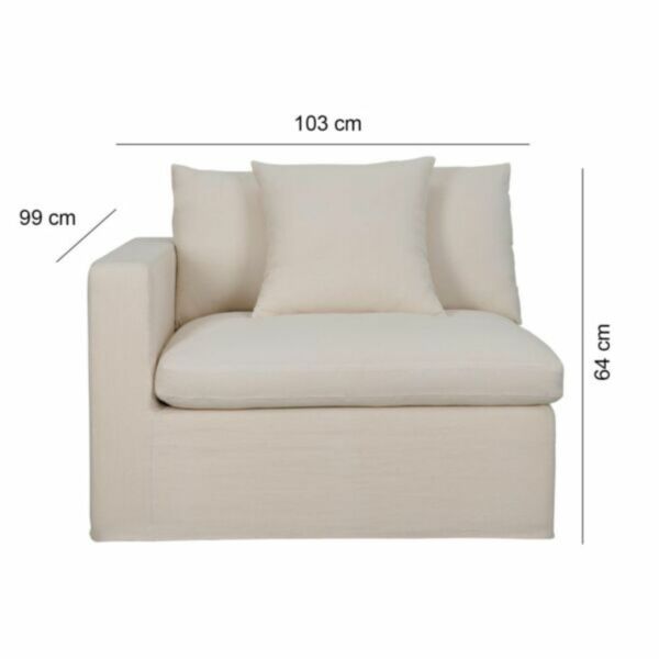 كنبة زاوية مفردة يمين كلاود - كريمي