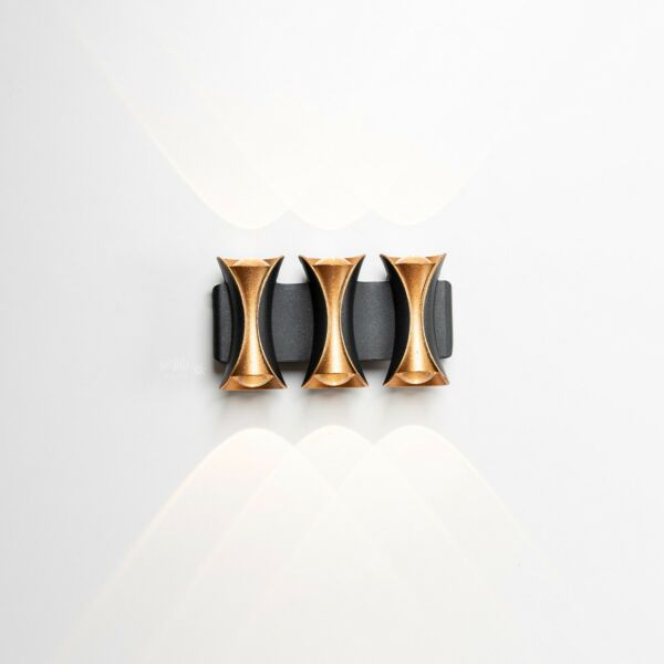 إضاءة جدارية سور لفائف اسود بذهبي 6 لمبات