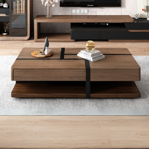 طاولة قهوة بمساحة تخزين سايد درورز- بني