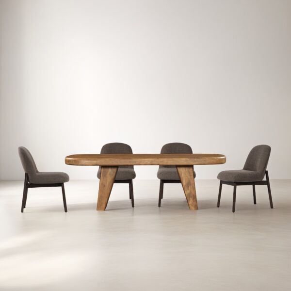 طاولة طعام صناعة يدوية 6 أشخاص ديريكو - بني فاتح