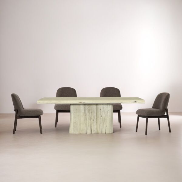 طاولة طعام صناعة يدوية 6 أشخاص إيرث - أبيض