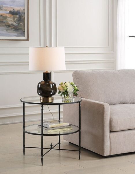 طاولة جانبية دائرية هينزلر مع سطح مرآة