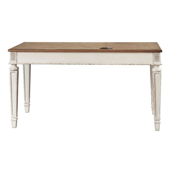 طاولة مكتب ريالين - ابيض وبني