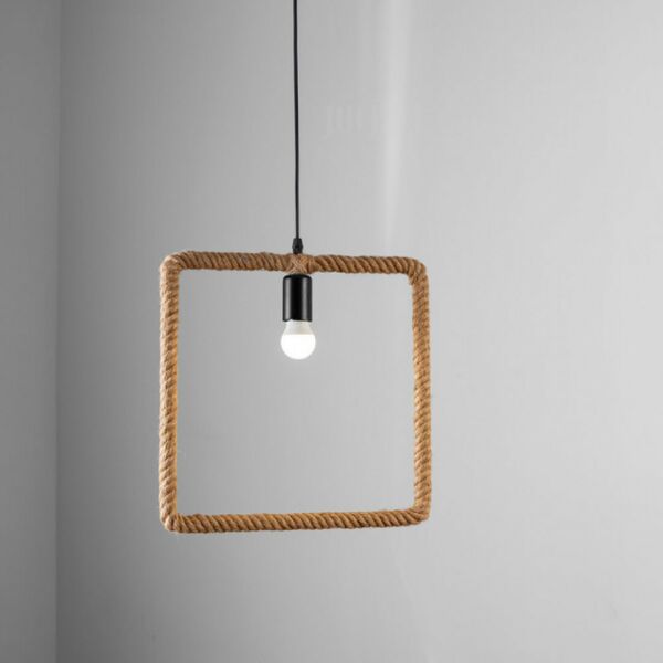 إضاءة معلقة سيكونك مربع حديد بحبلبيج واسود