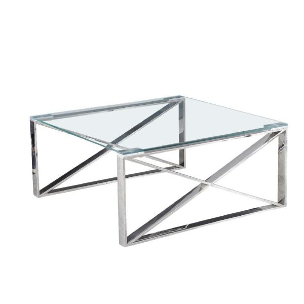 طاولة قهوة غلاس توب - فضي