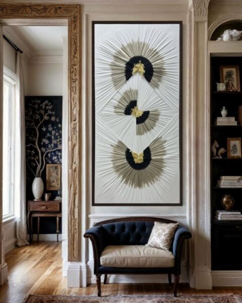 لوحة جبسية قماشية مقاس 180x100 سم شايني - برواز أسود