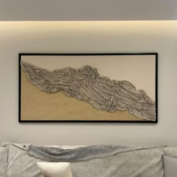 لوحة جبسية قماشية مقاس 180x100 سم كايلا - برواز أسود