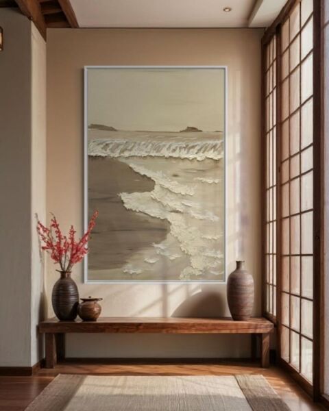 لوحة جبسية مقاس 80x120 سم ويفي - برواز اسود