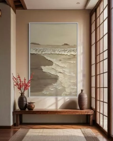 لوحة جبسية مقاس 80x120 سم ويفي - برواز اسود